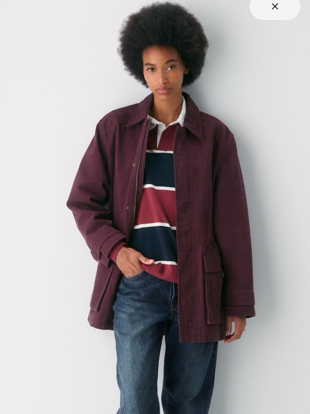 New TNA Aritzia Jasper Field Jacket Size XS Burgundy Women’s
